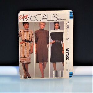 Vintage 1983 McCall's 8752 Dress Sewing Pattern
